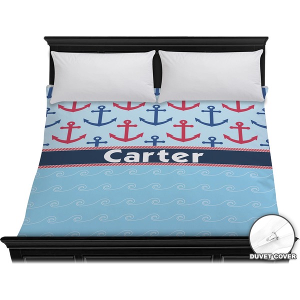 Custom Anchors & Waves Duvet Cover - King (Personalized)