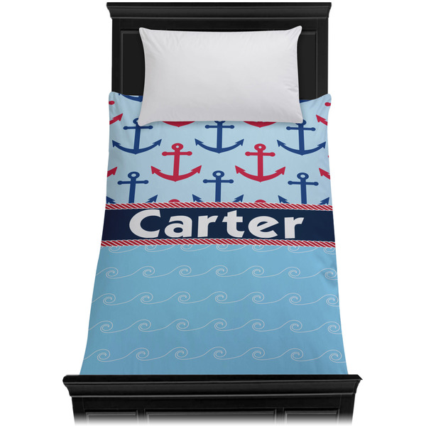 Anchors & Waves Duvet Cover - Twin XL - On Bed - No Prop