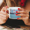 Anchors & Waves Espresso Cup - 6oz (Double Shot) LIFESTYLE (Woman hands cropped)