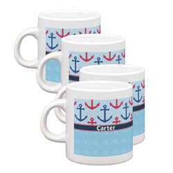 Anchors & Waves Single Shot Espresso Cups - Set of 4 (Personalized)