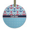 Anchors & Waves Frosted Glass Ornament - Round