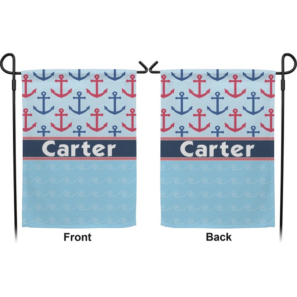Anchors & Waves Garden Flag - Double Sided Front and Back