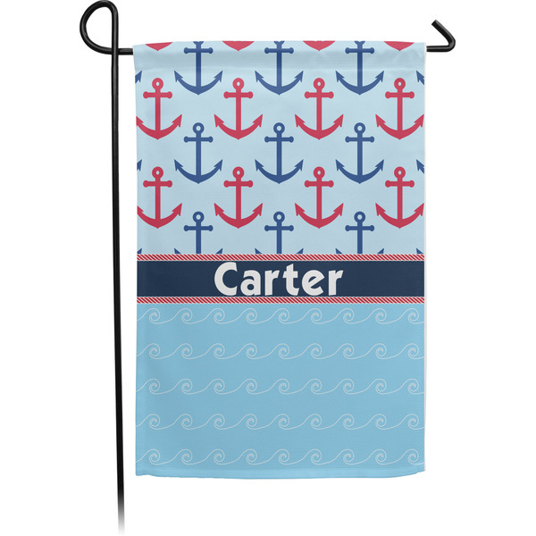 Custom Anchors & Waves Small Garden Flag - Single Sided w/ Name or Text