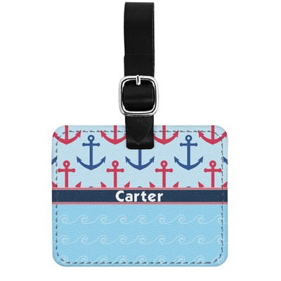 Anchors & Waves Genuine Leather Luggage Tag w/ Name or Text