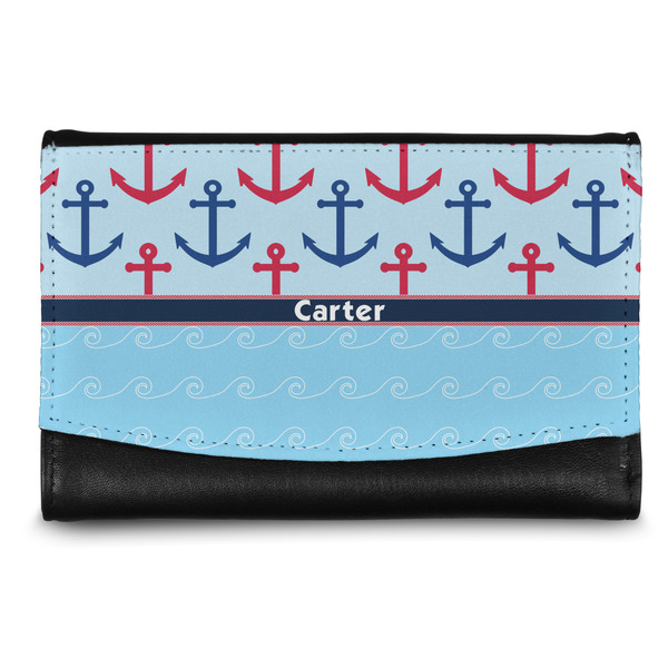 Custom Anchors & Waves Genuine Leather Women's Wallet - Small (Personalized)