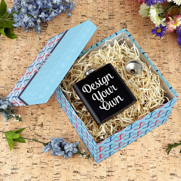 Anchors & Waves Gift Boxes with Lid - Canvas Wrapped - Large - In Context