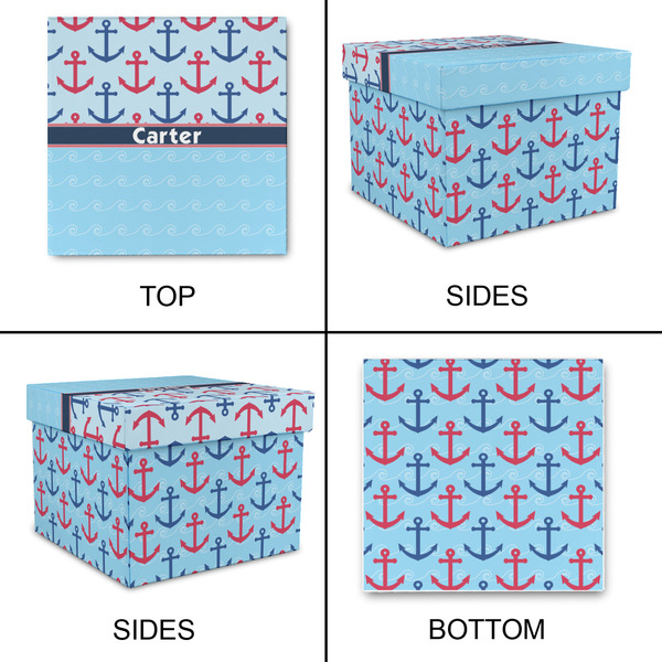 Anchors & Waves Gift Boxes with Lid - Canvas Wrapped - Medium - Approval