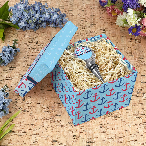 Anchors & Waves Gift Boxes with Lid - Canvas Wrapped - Medium - In Context