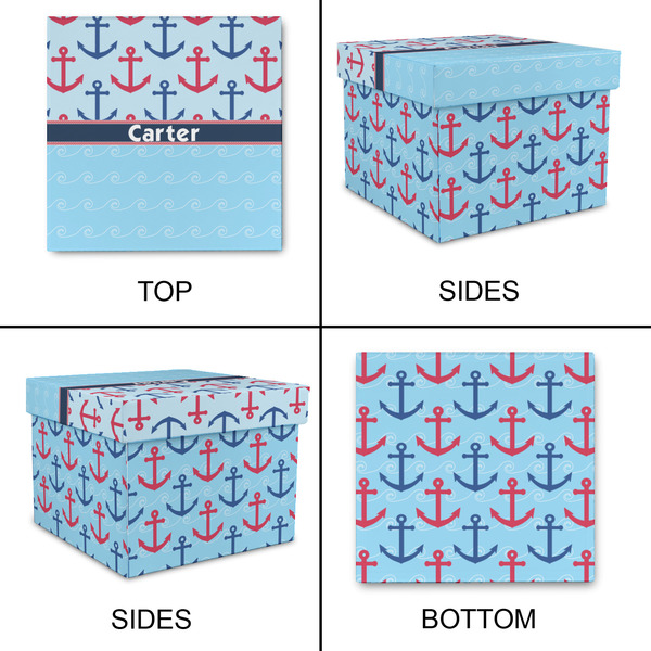 Anchors & Waves Gift Boxes with Lid - Canvas Wrapped - Small - Approval