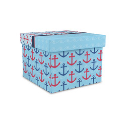 Anchors & Waves Gift Box with Lid - Canvas Wrapped - Small (Personalized)