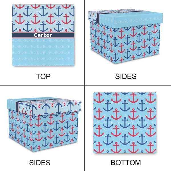 Anchors & Waves Gift Boxes with Lid - Canvas Wrapped - XX-Large - Approval