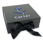 Anchors & Waves Gift Box with Magnetic Lid - Black (Personalized)