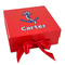 Anchors & Waves Gift Box with Magnetic Lid - Red (Personalized)