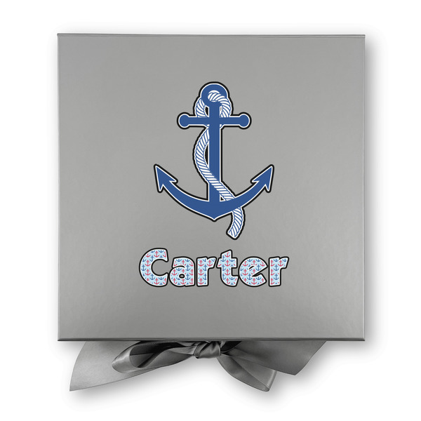 Anchors & Waves Gift Boxes with Magnetic Lid - Silver - Approval
