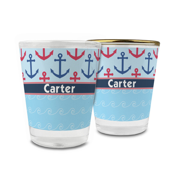 Custom Anchors & Waves Glass Shot Glass - 1.5 oz (Personalized)