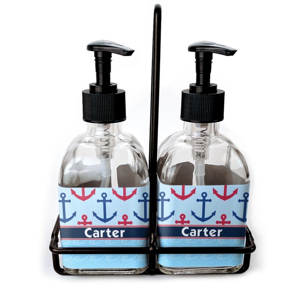 Custom Anchors & Waves Glass Soap & Lotion Bottles (Personalized)