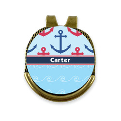 Anchors & Waves Golf Ball Marker - Hat Clip - Gold