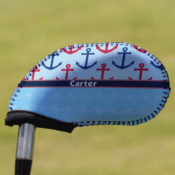 Custom Anchors & Waves Golf Club Iron Cover - Single (Personalized)