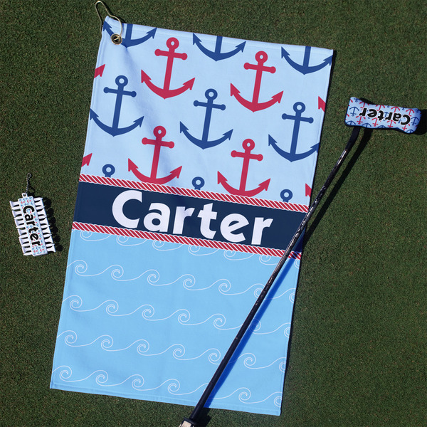 Custom Anchors & Waves Golf Towel Gift Set (Personalized)