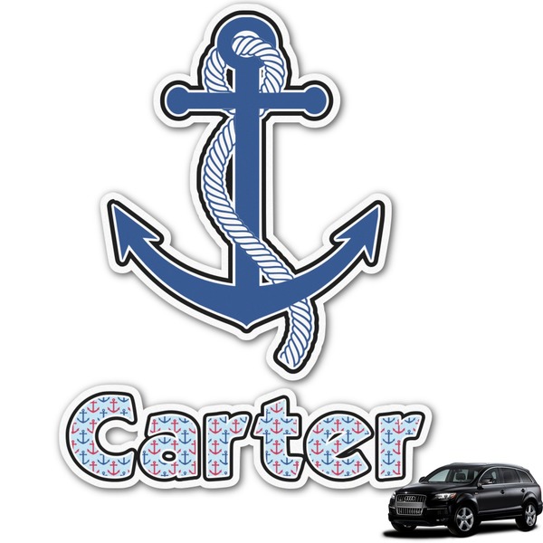Custom Anchors & Waves Graphic Car Decal (Personalized)