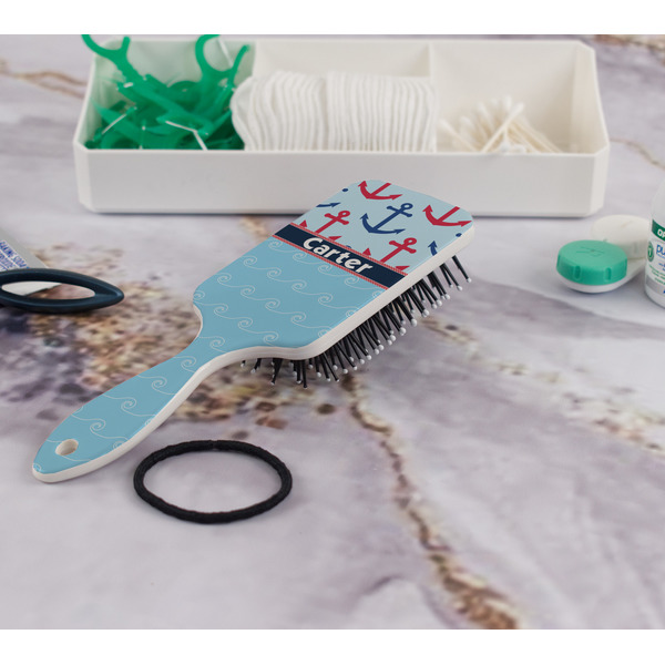 Anchors & Waves Hair Brush - In Bathroom