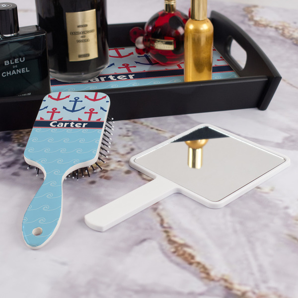 Anchors & Waves Hair Brush - With Hand Mirror