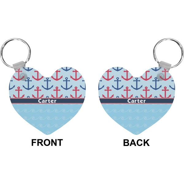 Anchors & Waves Heart Keychain (Front + Back)