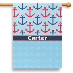 Anchors & Waves 28" House Flag (Personalized)
