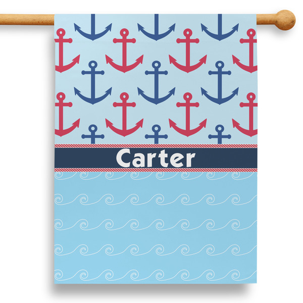 Custom Anchors & Waves 28" House Flag - Single Sided (Personalized)