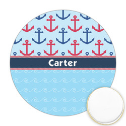 Anchors & Waves Printed Cookie Topper - Round (Personalized)