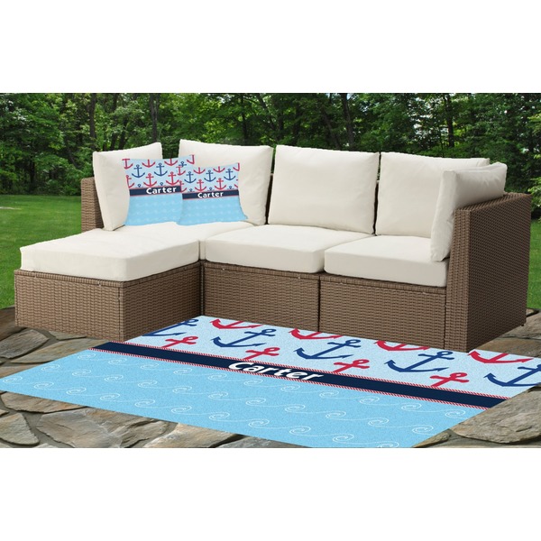 Anchors & Waves Outdoor Mat & Cushions