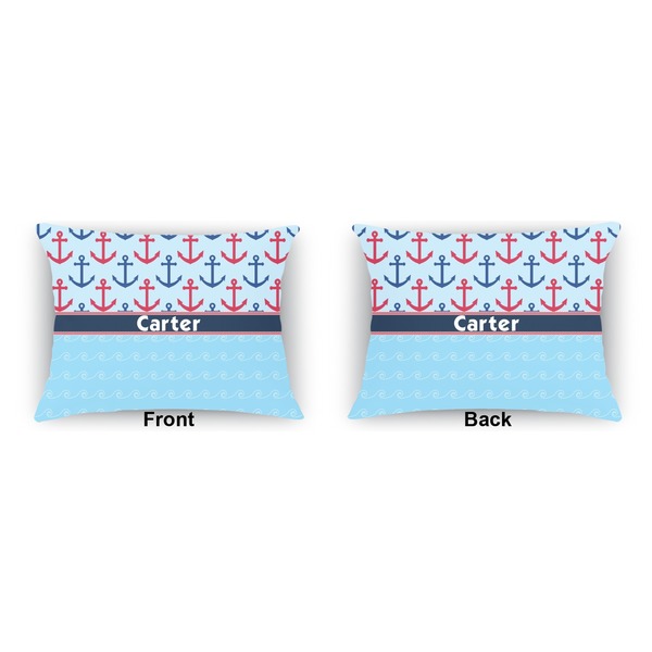 Anchors & Waves  Indoor Rectangular Burlap Pillow (Front and Back)