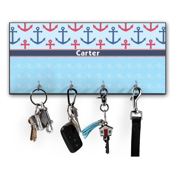 Custom Anchors & Waves Key Hanger w/ 4 Hooks w/ Name or Text