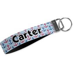 Anchors & Waves Webbing Keychain Fob - Large (Personalized)