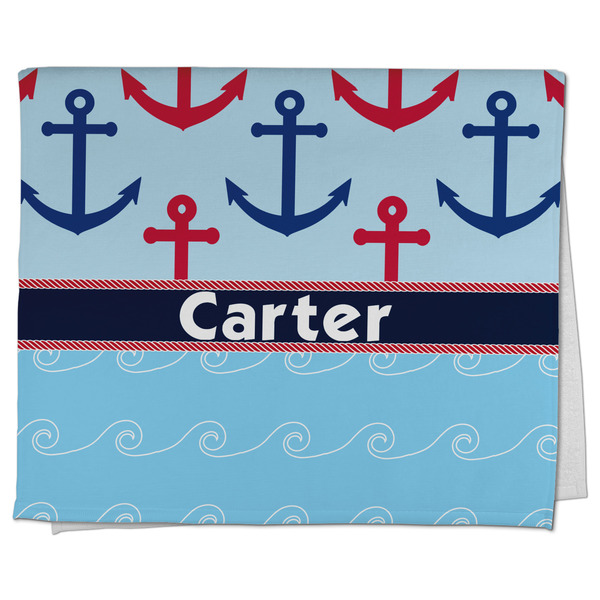 Custom Anchors & Waves Kitchen Towel - Poly Cotton w/ Name or Text