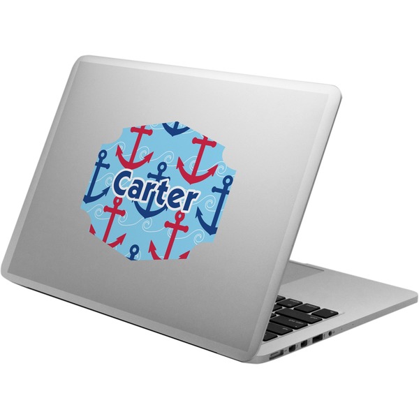 Custom Anchors & Waves Laptop Decal (Personalized)