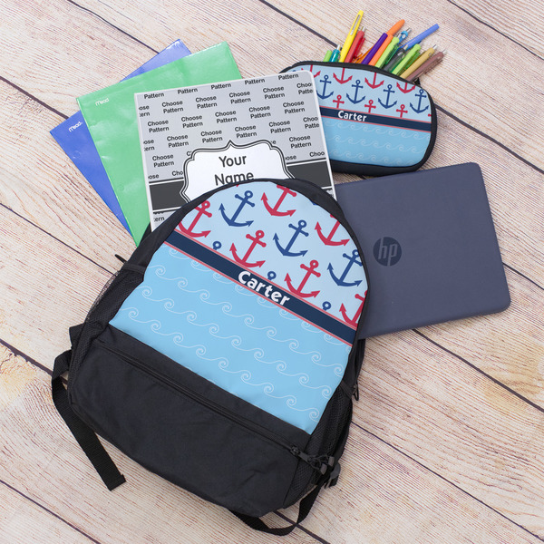 Anchors & Waves Large Backpack - Black - With Stuff