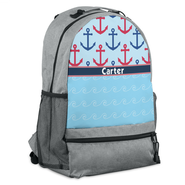 Custom Anchors & Waves Backpack - Grey (Personalized)