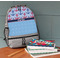 Anchors & Waves Large Backpack - Gray - On Desk