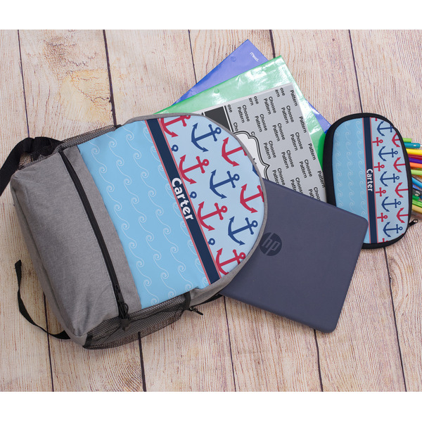 Anchors & Waves Large Backpack - Gray - With Stuff