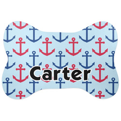 Anchors & Waves Bone Shaped Dog Food Mat (Large) (Personalized)