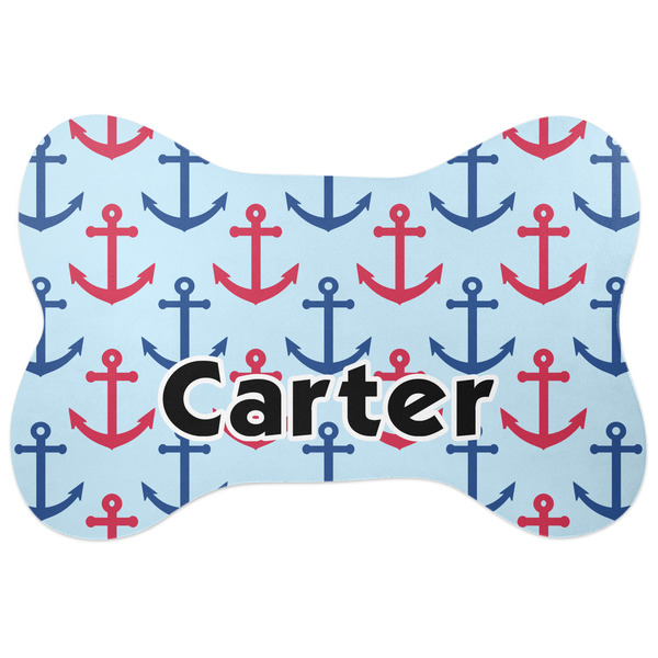 Custom Anchors & Waves Bone Shaped Dog Food Mat (Personalized)