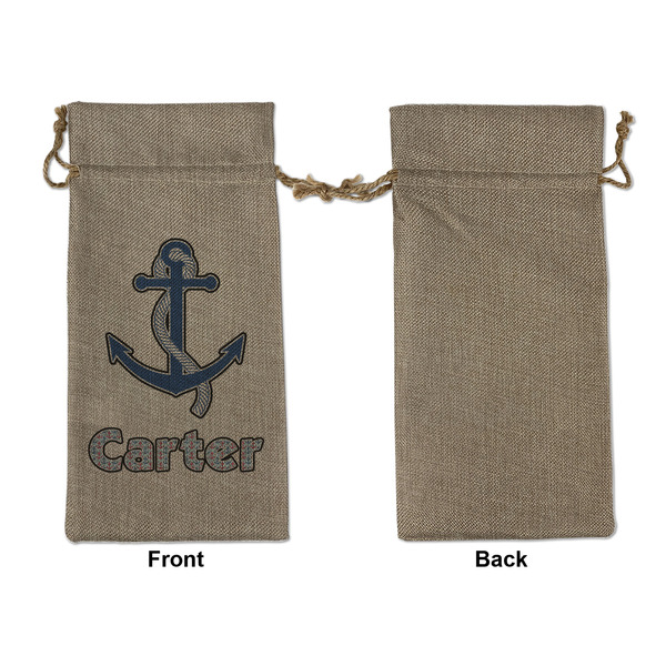 Anchors & Waves Large Burlap Gift Bags - Front Approval