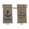 Anchors & Waves Large Burlap Gift Bag - Front & Back (Personalized)