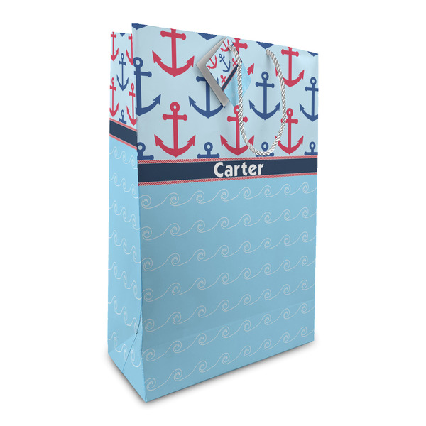 Custom Anchors & Waves Large Gift Bag (Personalized)