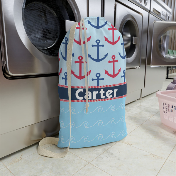 Anchors & Waves Large Laundry Bag - In Context