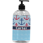 Anchors & Waves Plastic Soap / Lotion Dispenser (16 oz - Large - Black) (Personalized)