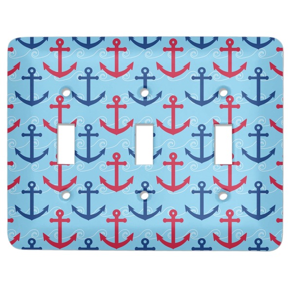 Custom Anchors & Waves Light Switch Cover (3 Toggle Plate)
