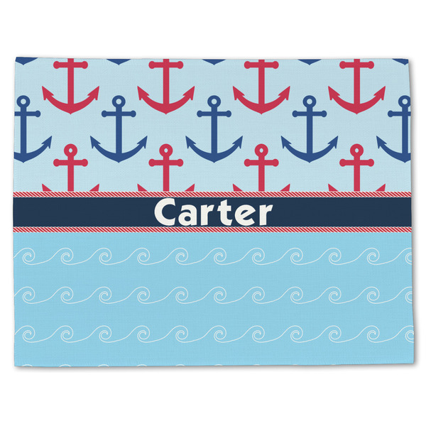 Custom Anchors & Waves Single-Sided Linen Placemat - Single w/ Name or Text