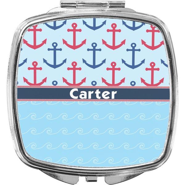 Custom Anchors & Waves Compact Makeup Mirror (Personalized)